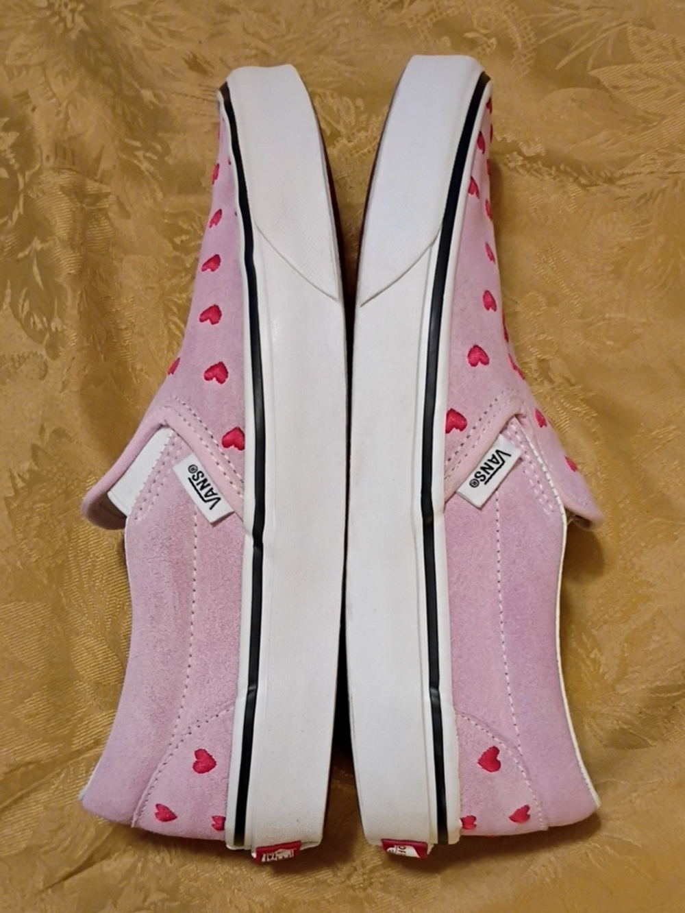 VANS Slip-On Pink Leather Suede with Red Hearts Women's 8.0 Men's 6.5 - Picture 13 of 15